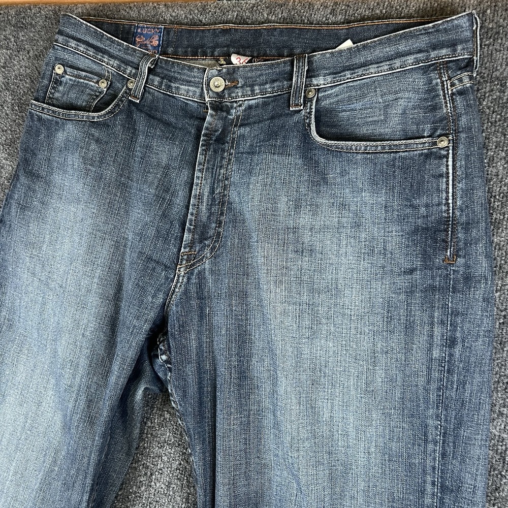 Lucky Brand‎ Legend Jeans 36x31(37x33) USA Made Blue Denim Straight Button Flap